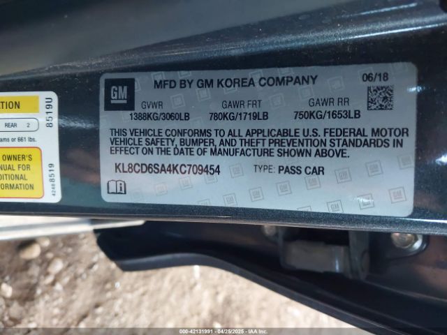 KL8CD6SA4KC709454 Chevrolet lv7 - mfi, variable valve timing, alum, gen 1 var 1