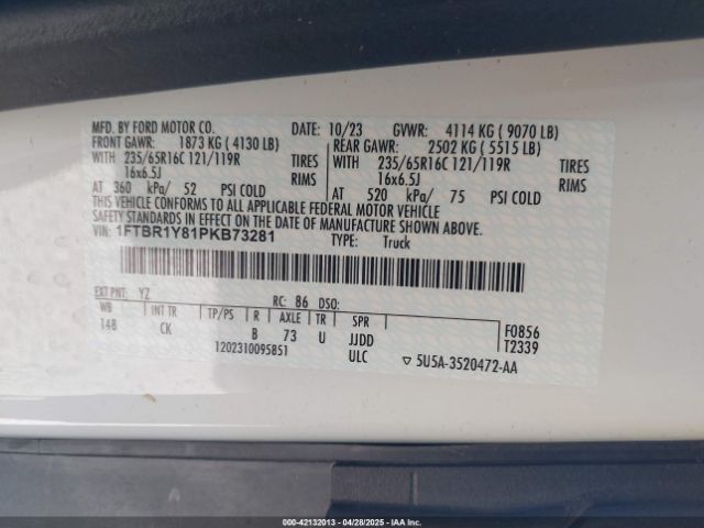 1FTBR1Y81PKB73281 Ford Transit-250