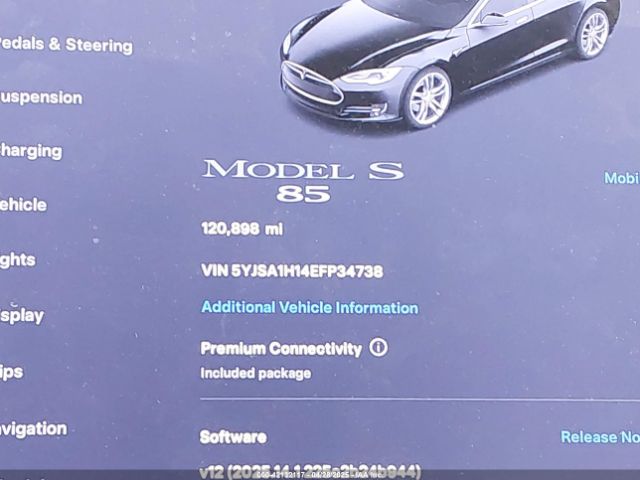 5YJSA1H14EFP34738 Tesla Model S P85