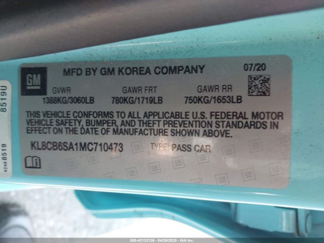 KL8CB6SA1MC710473 Chevrolet Spark Fwd Ls Automatic