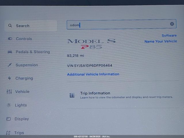 2013 TESLA MODEL S 5YJSA1DP6DFP06464 Photo 6