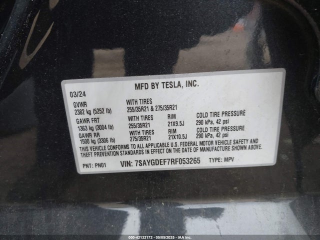 2024 TESLA MODEL Y 7SAYGDEF7RF053265 Photo 8