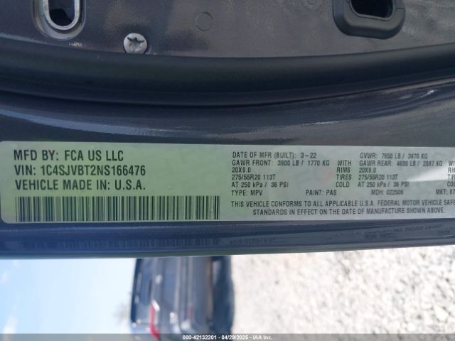 2022 JEEP WAGONEER 1C4SJVBT2NS166476 Photo 8