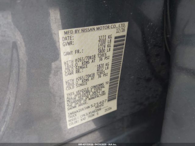 1N6AA1EK5HN525407 Nissan TITAN S