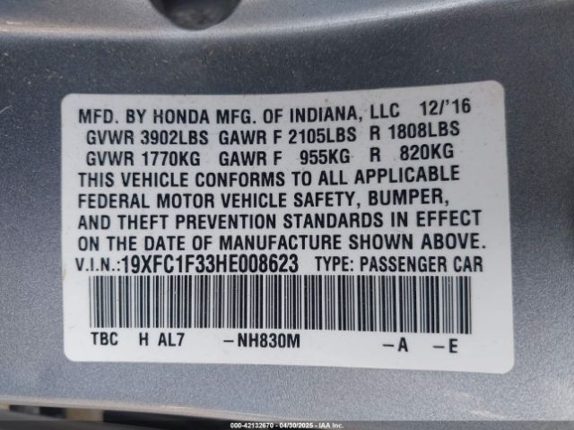 19XFC1F33HE008623 Honda Civic Ex-t