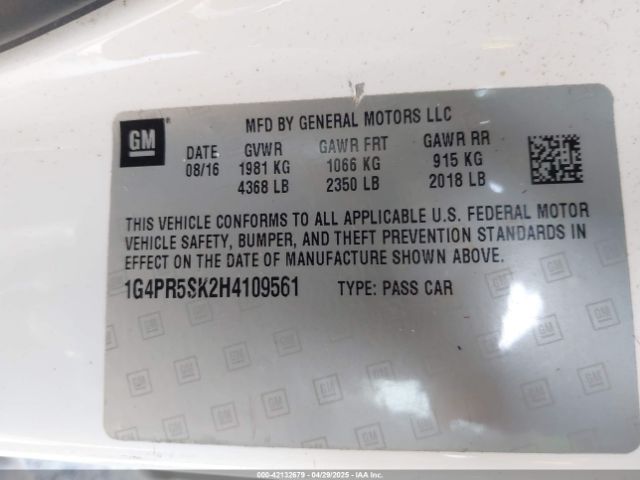 1G4PR5SK2H4109561 Buick Verano Sport Touring