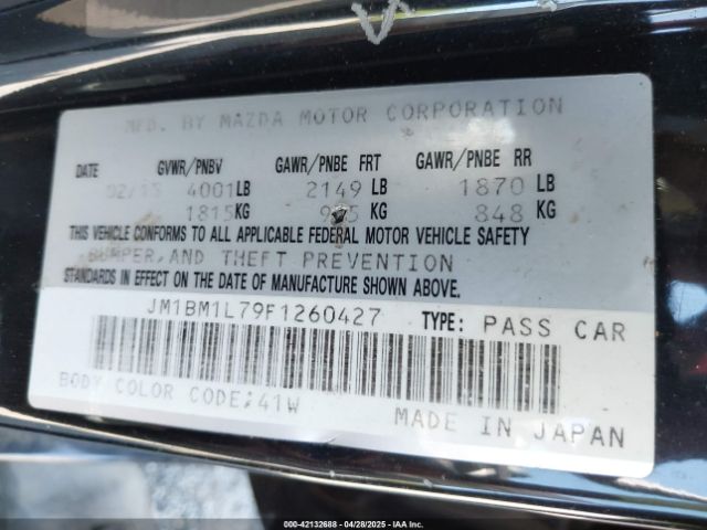 JM1BM1L79F1260427 Mazda Mazda3 I Touring