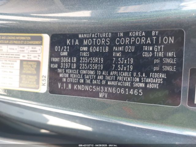 2022 KIA CARNIVAL MPV KNDNC5H3XN6061465 Photo 8
