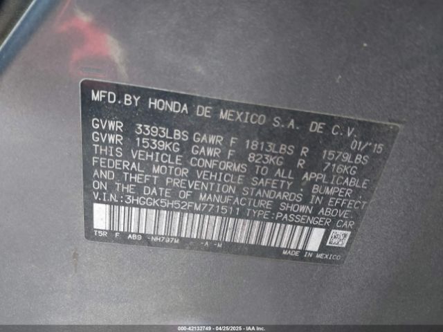 3HGGK5H52FM771511 Honda FIT LX