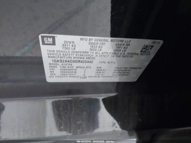 1GKS2AKC8GR420440 GMC YUKON SLE