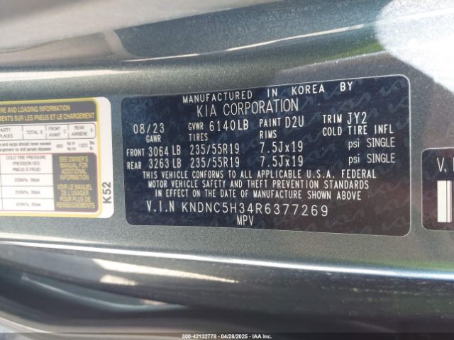 KNDNC5H34R6377269 KIA Carnival Mpv Ex