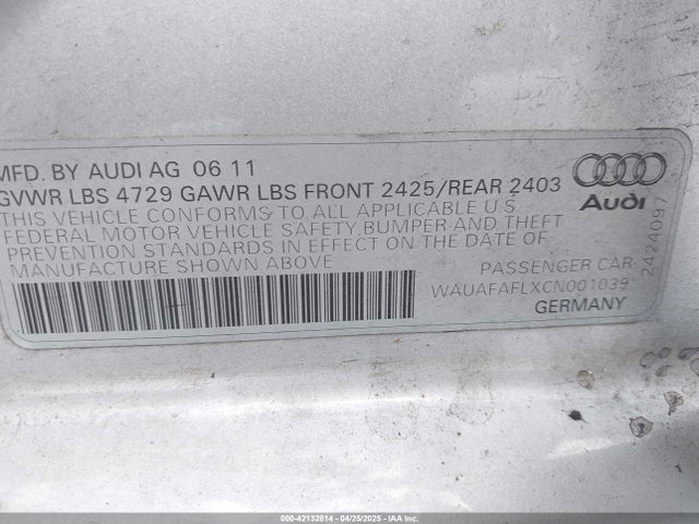 2012 AUDI A4 WAUAFAFLXCN001039 Photo 8