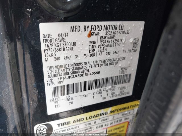 1FMJK2A50EEF40586 Ford Expedition El Limited