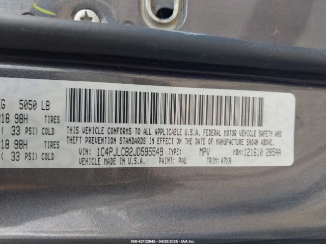1C4PJLCB2JD595549 Jeep Cherokee Latitude Fwd