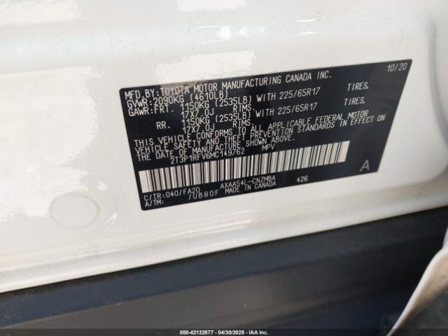 2T3P1RFV6MC149762 Toyota Rav4 Xle
