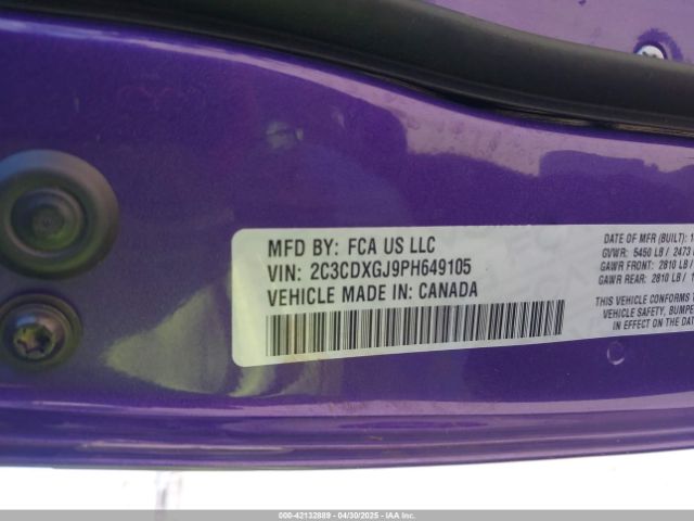 2C3CDXGJ9PH649105 Dodge Charger Scat Pack Widebody