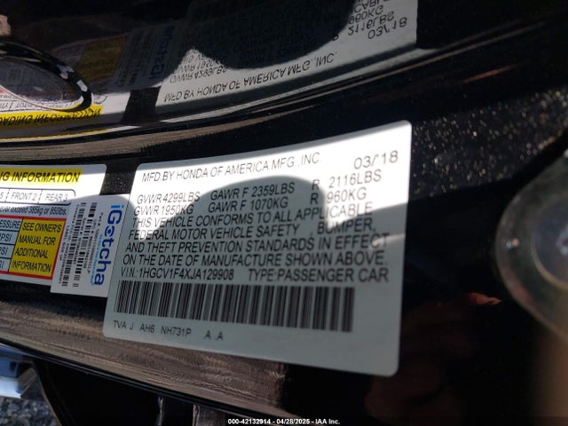 1HGCV1F4XJA129908 Honda l15be