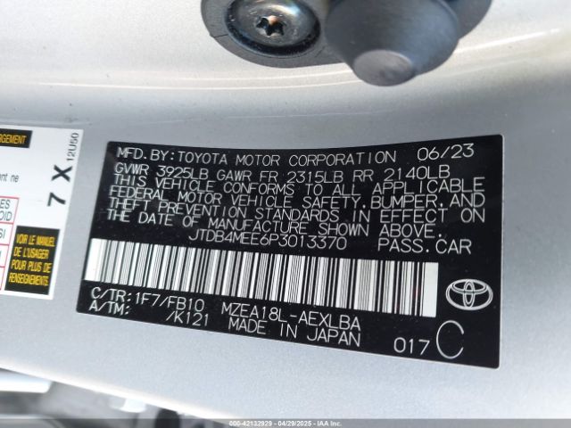 2023 TOYOTA COROLLA JTDB4MEE6P3013370 Photo 8