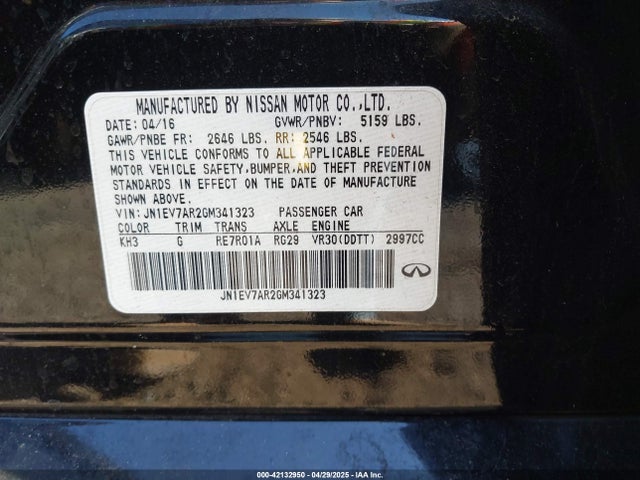 JN1EV7AR2GM341323 Infiniti Q50 3.0t Premium