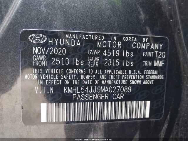 KMHL54JJ9MA027089 Hyundai gdi nu pe + hev