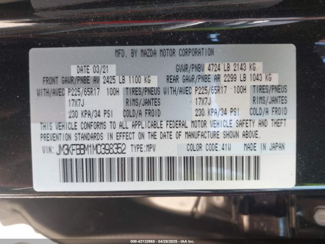 2021 MAZDA CX-5 JM3KFBBM1M0398352 Photo 8