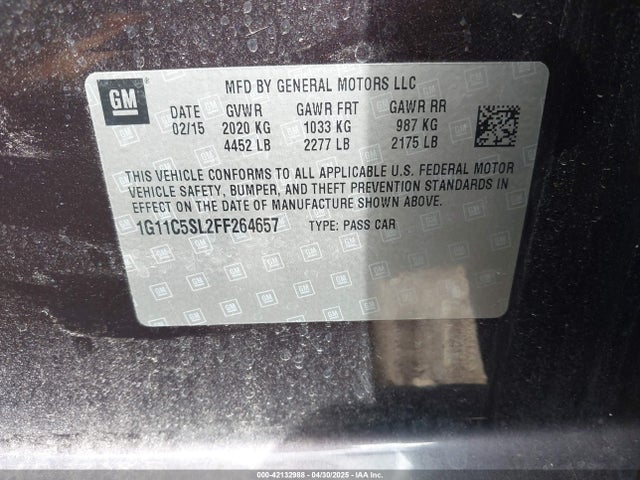 1G11C5SL2FF264657 Chevrolet MALIBU 1LT