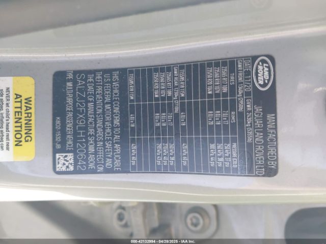 2020 LAND ROVER RANGE ROVER EVOQUE SALZJ2FX9LH120642 Photo 8
