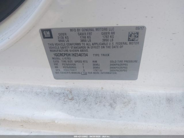 1GCRCPEH1HZ346734 Chevrolet Silverado 1500 Custom