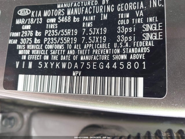 5XYKWDA75EG445801 KIA gasoline 3.3 v6 gdi lambda ii