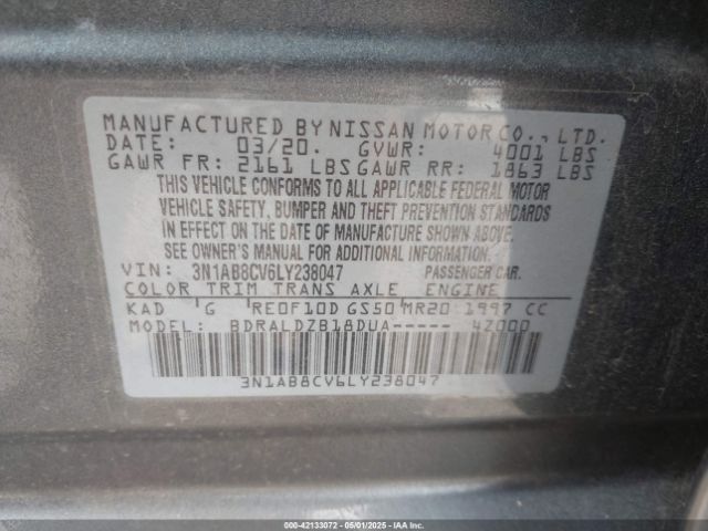 3N1AB8CV6LY238047 Nissan 2020