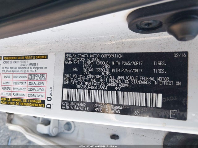 JTEZU5JR4G5126604 Toyota 4RUNNER SR5