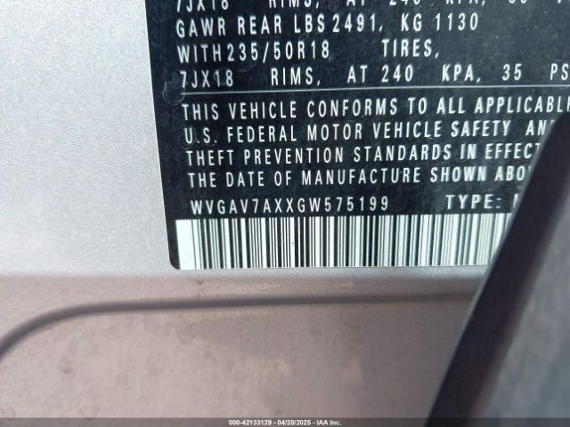 WVGAV7AXXGW575199 Volkswagen TIGUAN SE