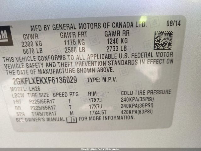 2GKFLXEKXF6136029 GMC Terrain Slt-1