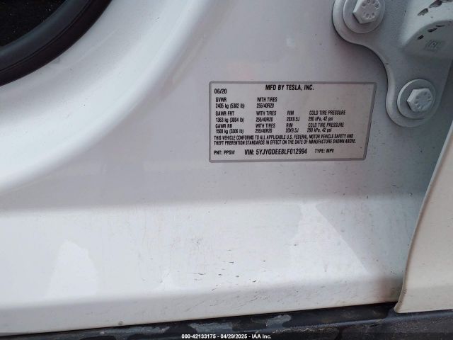 2020 TESLA MODEL Y 5YJYGDEE8LF012994 Photo 8