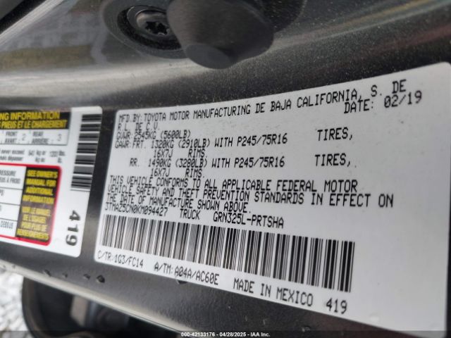 3TMAZ5CN0KM094427 Toyota Tacoma Sr5 V6