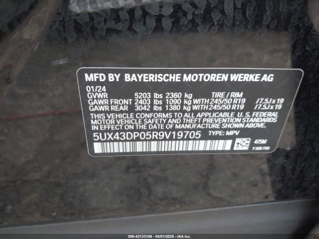 5UX43DP05R9V19705 BMW X3 Sdrive30i