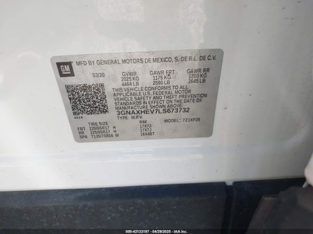 3GNAXHEV7LS673732 Chevrolet Equinox Fwd Ls