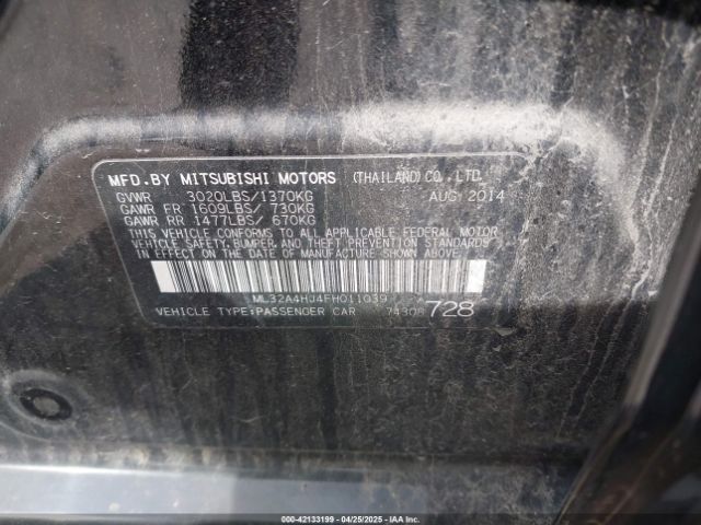 ML32A4HJ4FH011039 Mitsubishi Mirage Es/rf