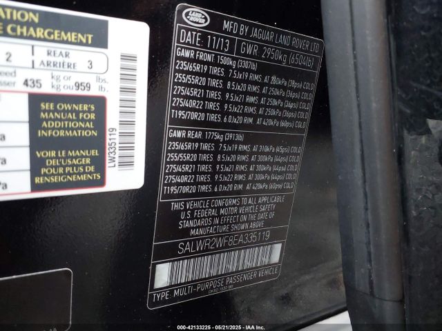 SALWR2WF8EA335119 Land Rover Range Rover Sport 3.0l V6 Supercharged Hse