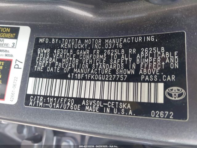 4T1BF1FK0GU227757 Toyota CAMRY SE
