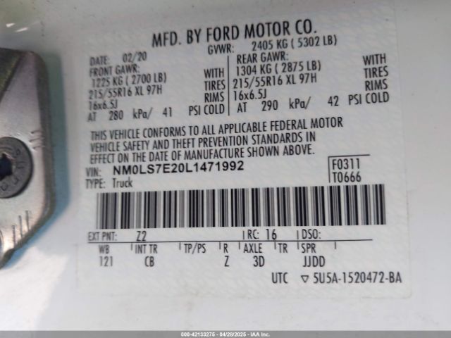 NM0LS7E20L1471992 Ford Transit Connect Xl Cargo Van