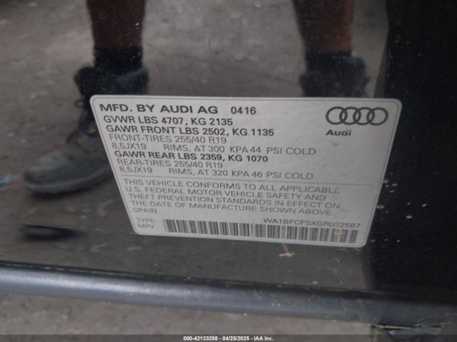 WA1BFCFSXGR022587 Audi Q3 2.0t Premium Plus