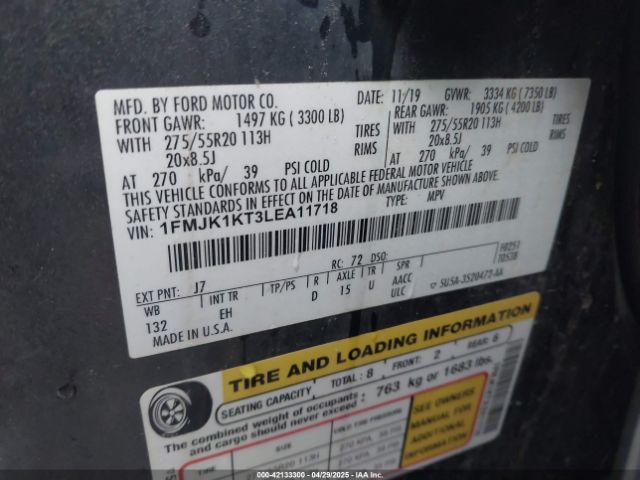 1FMJK1KT3LEA11718 Ford Expedition Limited Max