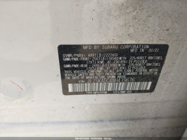 JF2SKADC4NH439676 Subaru Forester Premium
