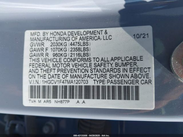 1HGCV1F47MA120703 Honda Accord Sport Special Edition