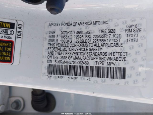 5J6RM4H57GL092469 Honda CR-V EX