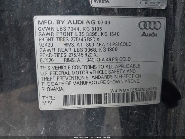 2010 AUDI Q7 WA1VMAFE5AD000650 Photo 8