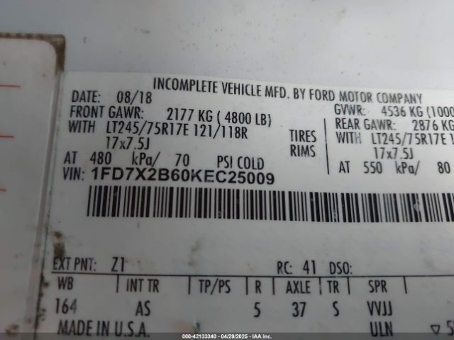 1FD7X2B60KEC25009 Ford F-250 Xl