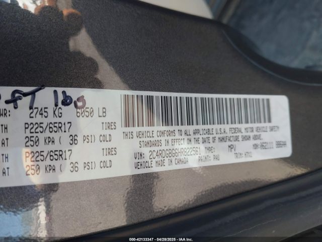 2C4RDGBG6HR822561 Dodge Grand Caravan Se