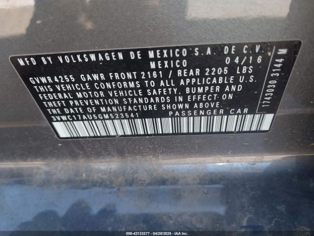 3VWC17AU5GM523541 Volkswagen Golf Sportwagen Tsi Limited Edition